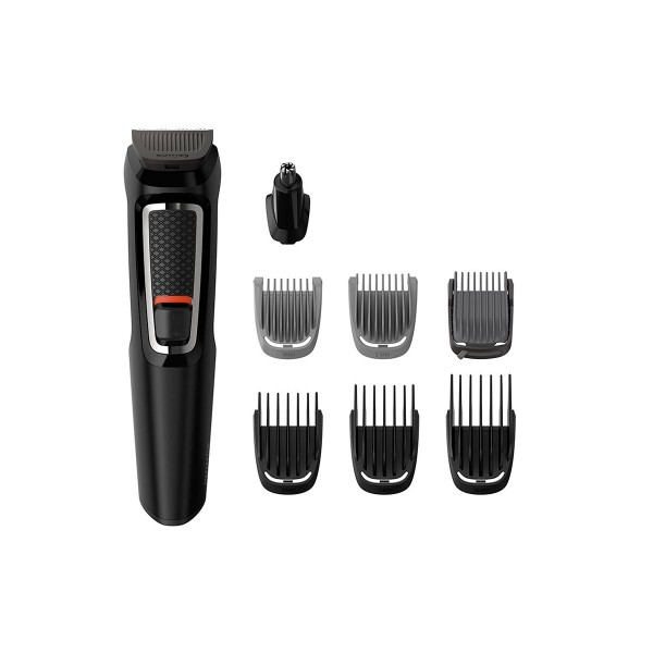 Philips mg3730/15 multigroom series 3000 cortapelo cara y cabello 8 en 1 cuchillas autoafilables de acero incluye funda de viaje