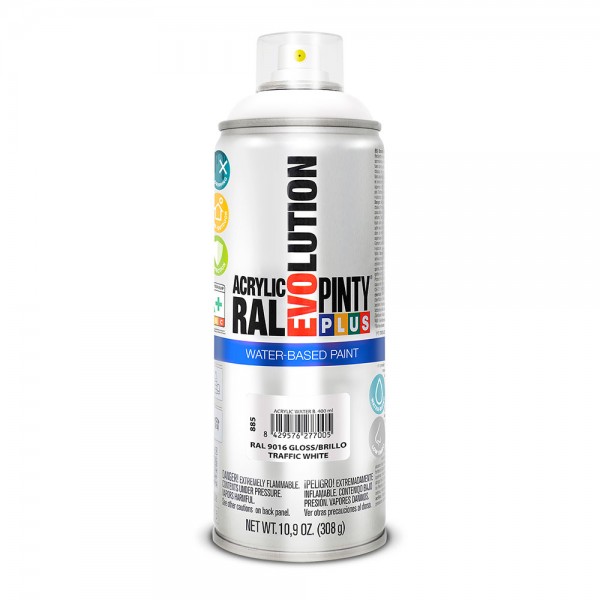 Pintura en spray pintyplus evolution water-based 520cc ral 9016 blanco tráfico Pintura en spray pintyplus evolution water-based 520cc ral 9016 blanco tráfico