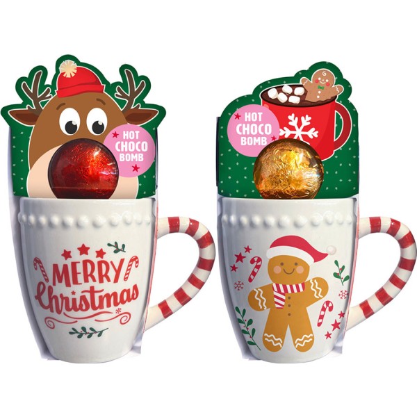 Taza con asa de bastón de caramelo, modelos surtidos